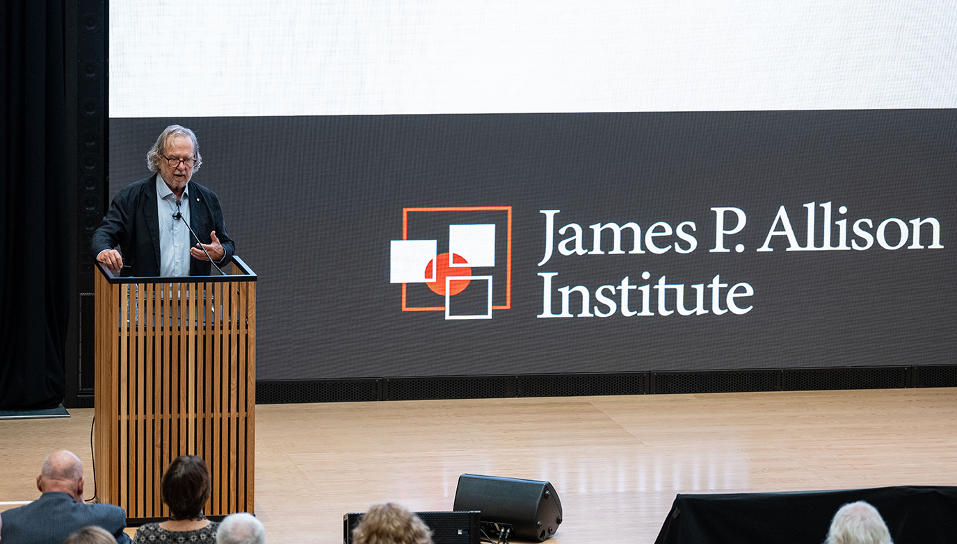 James P. Allison, Ph.D., speaks at the inaugural Allison Institute scientific symposium