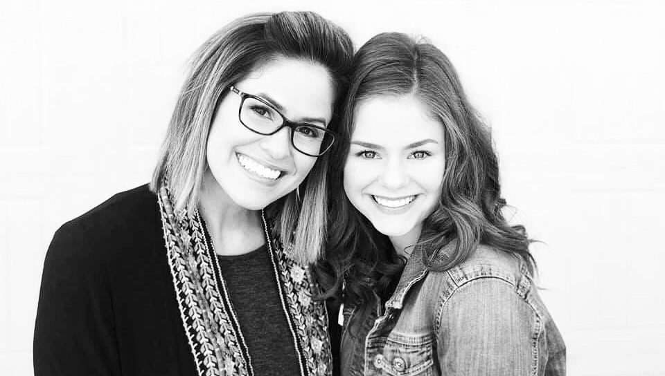 Osteosarcoma survivor Tracey Ferrin (left) with her daughter