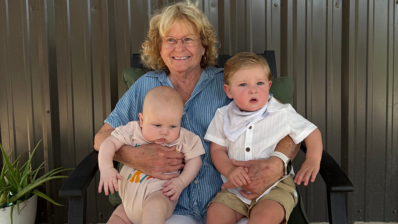 Cutaneous T-cell lymphoma survivor Karen Snow, with her great-grandchildren, Camden and Parker