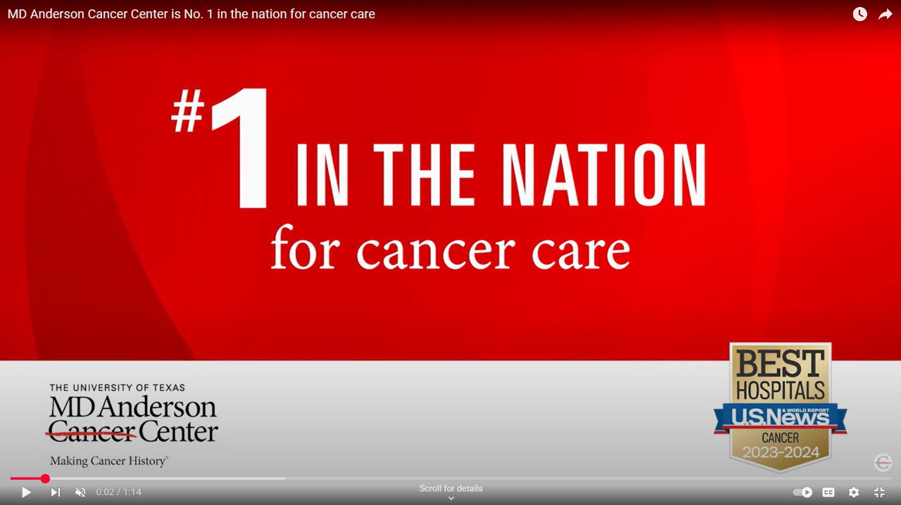 Text saying "No. 1 in the Nation for Cancer Care