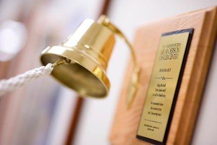 Patients at MD Anderson celebrate the end of cancer treatment in many ways. Some celebrate by ringing the bell at MD Anderson.