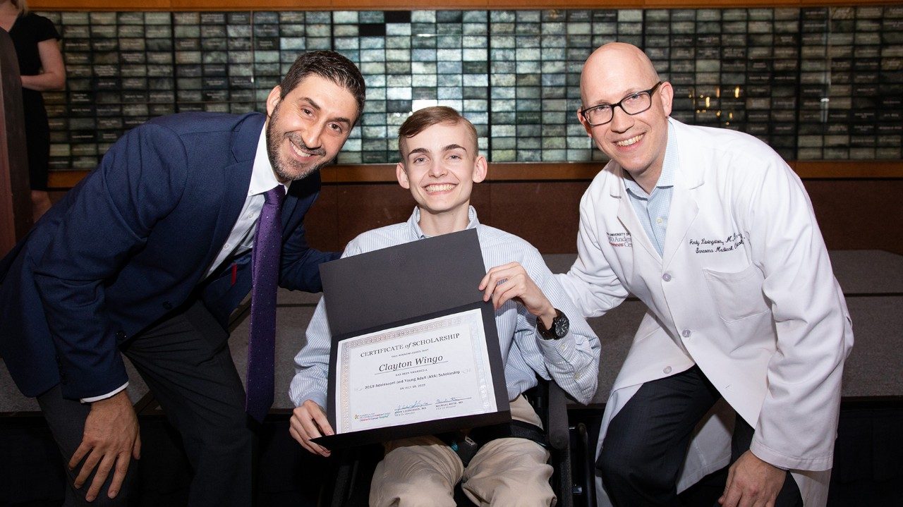 Scholarship recipient Clayton Wingo (center) with Michael Roth and Andy Livingston, co-directors of the AYA Program