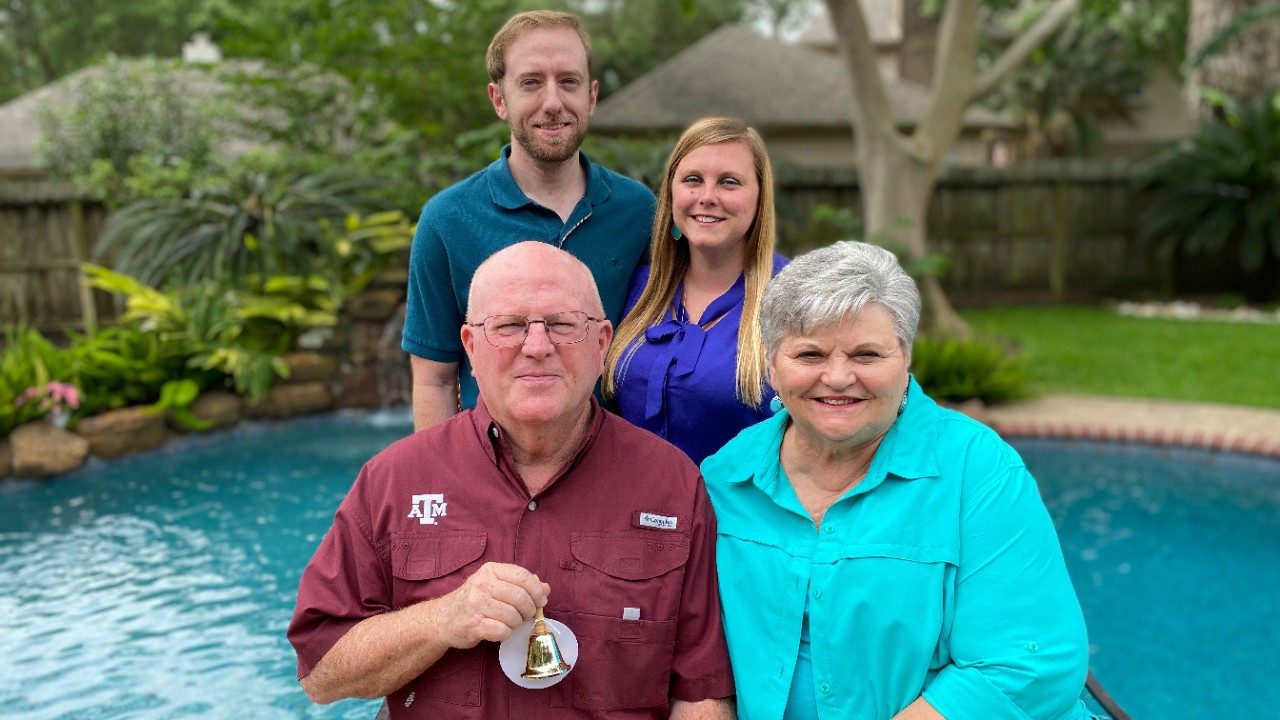 Prostate and colorectal cancer survivor Jack ("Pat") Chamberlain and his family