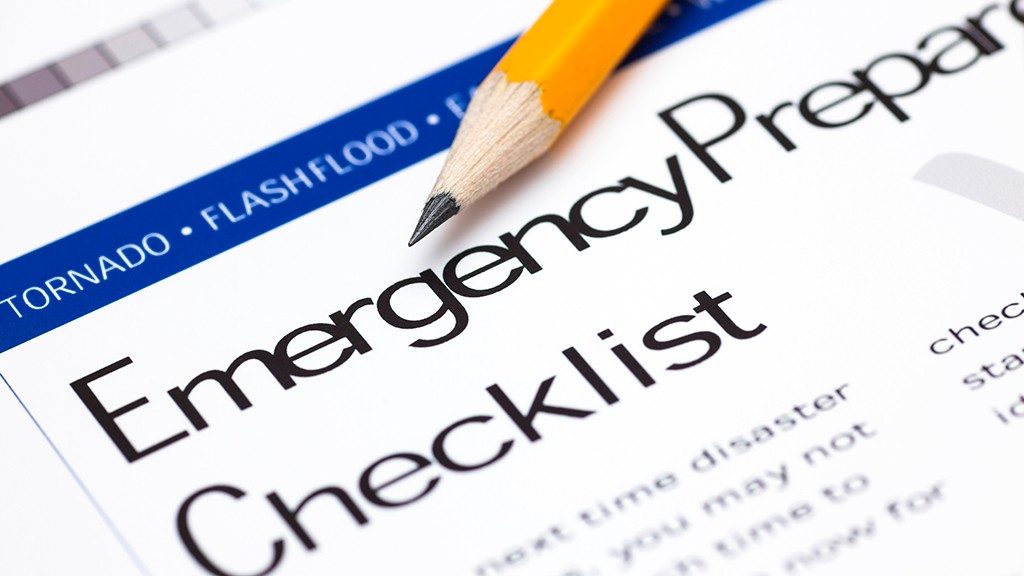 Close-up of emergency preparation checklist form