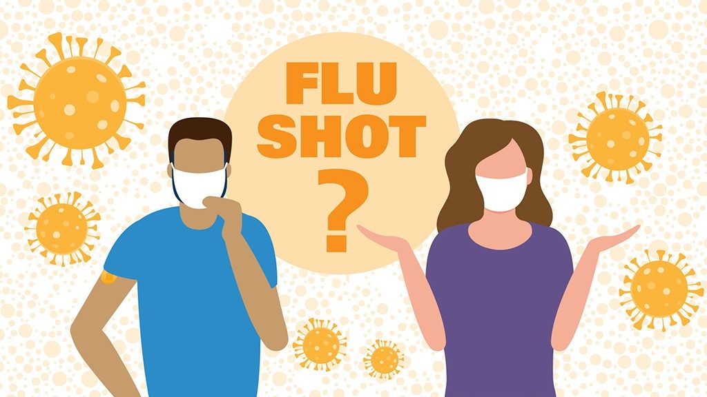 Graphic of people wondering about flu shots
