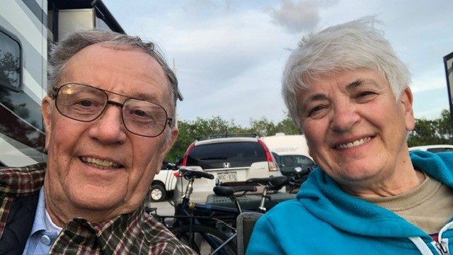 Leukemia and male breast cancer survivor David Dudak and his wife, Clara