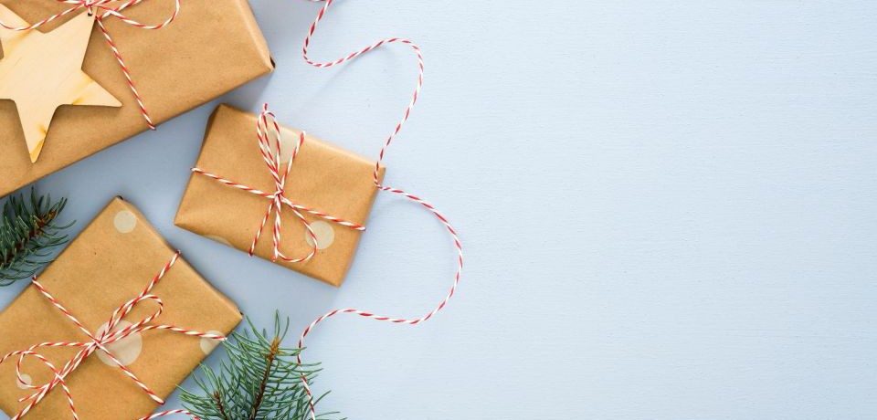 gifts on a blue background