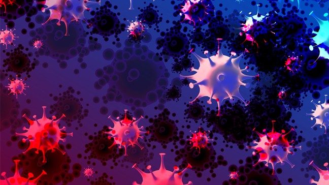 Stylized graphic of coronavirus mutation