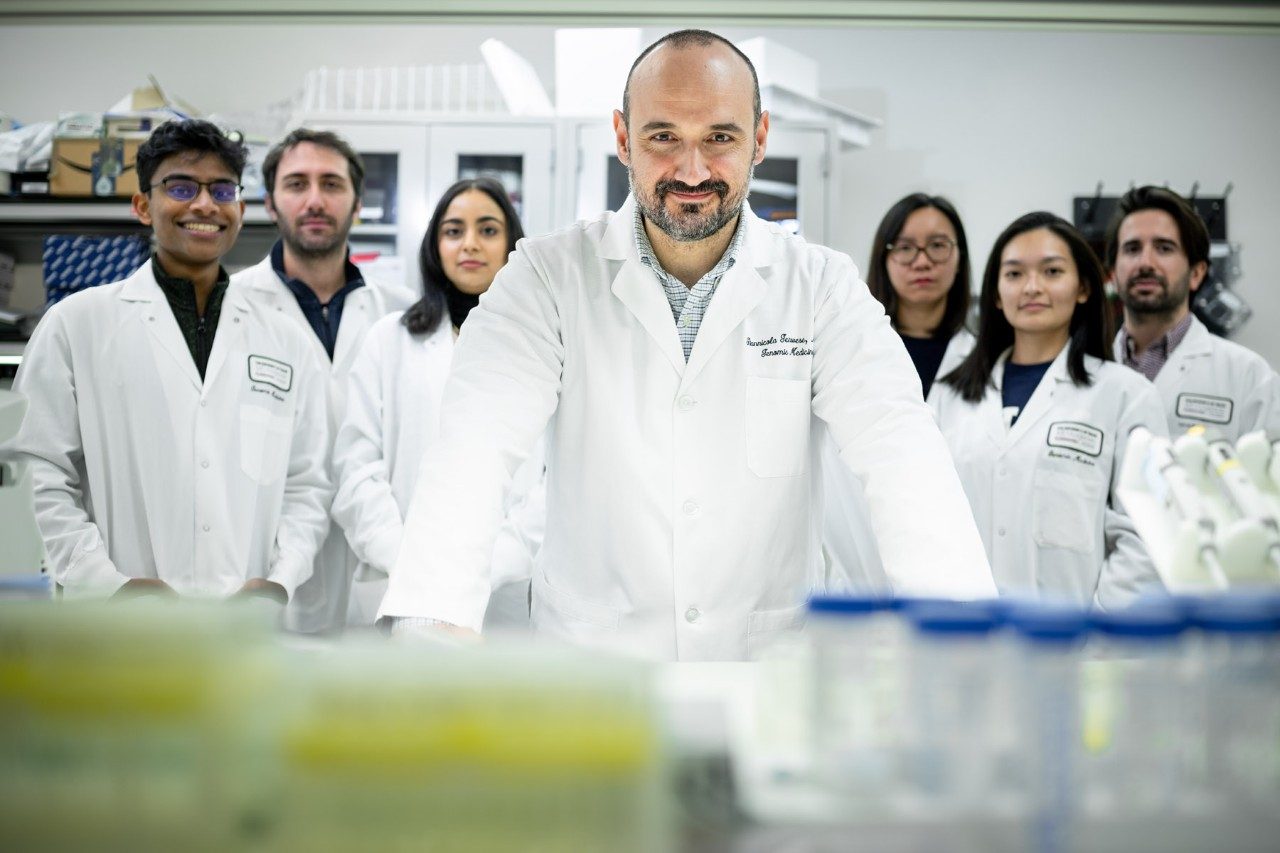 Physician-scientist Giannicola Genovese, M.D., Ph.D., leads a team of researchers in his lab. 