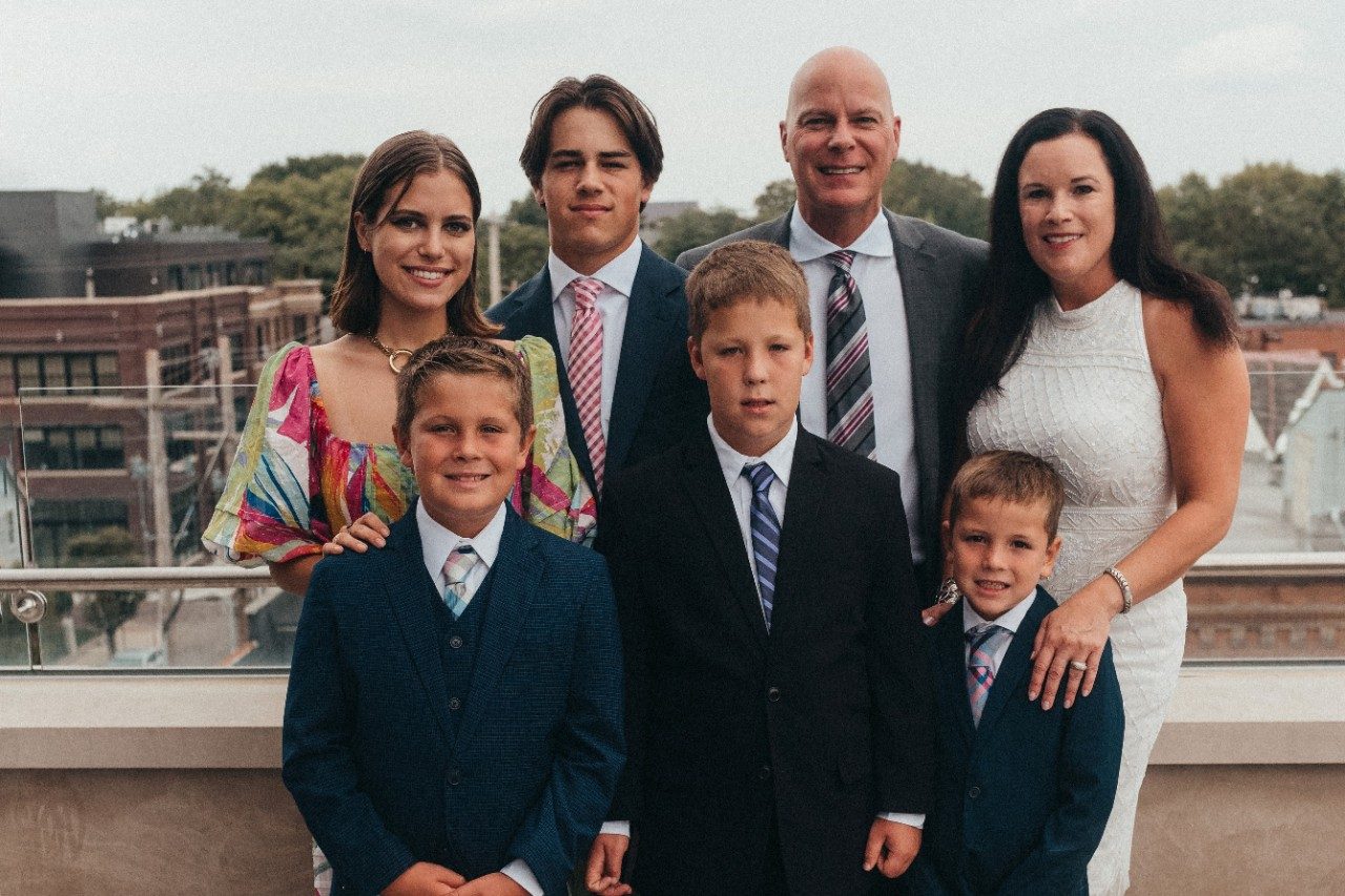 Jeff Williams is pictured with his wife and children