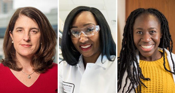Left to right: Jennifer Litton, M.D., Nakia Spencer and Julianne Pollard-Larkin, Ph.D. 