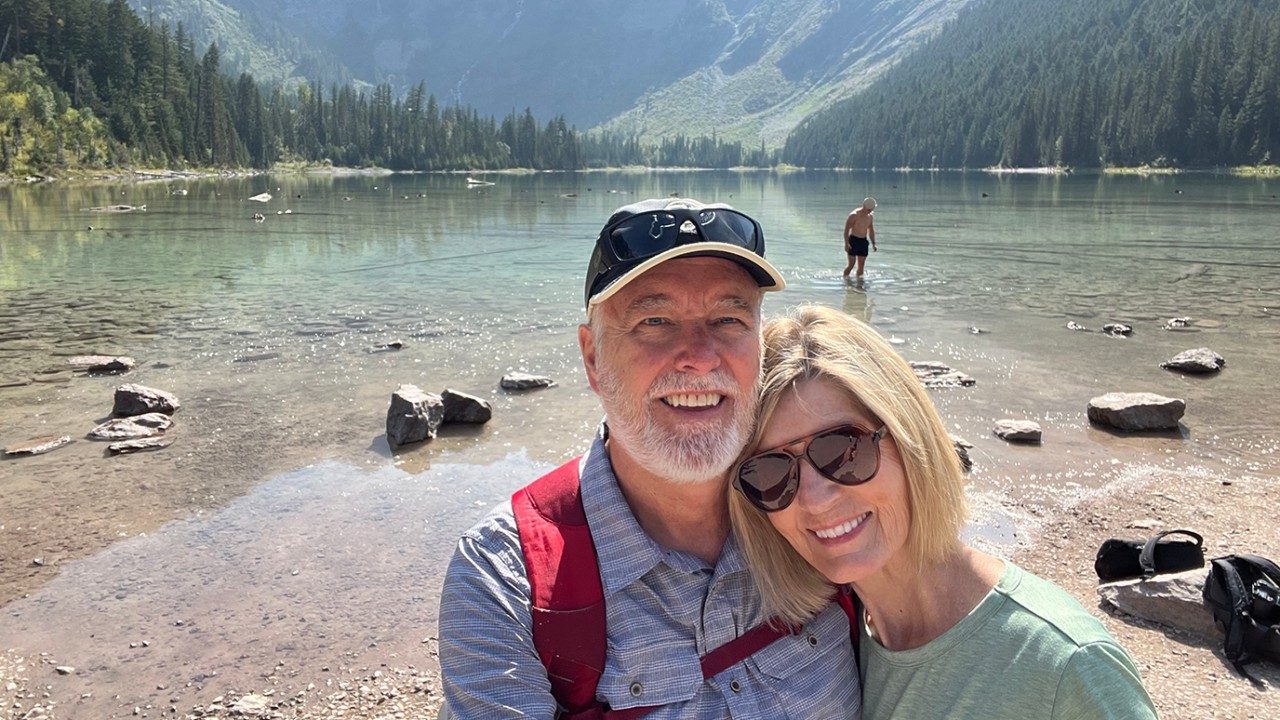 Patty and Tod Thayer, in Glacier National Park last year