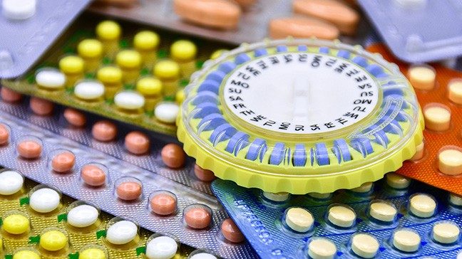 Packs of different types of birth control pills
