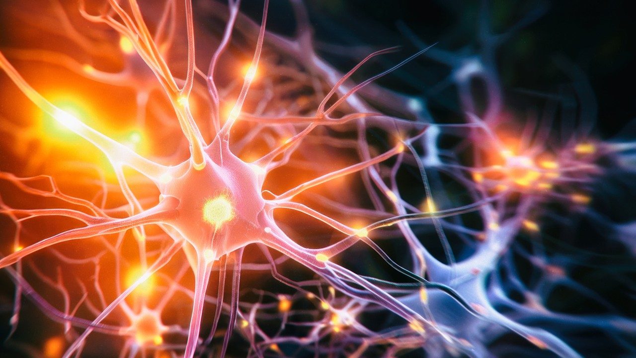 Close up illustration of nerves firing