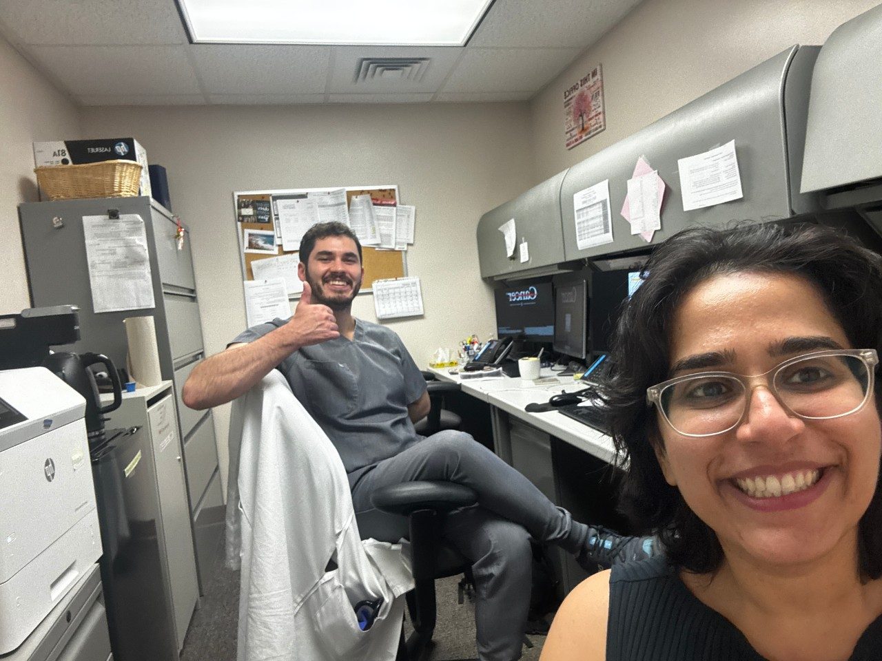 2025-2026 PMR Fellows - Timothy Genovese, MD and Anam Purewal-Kossack, MD in their office