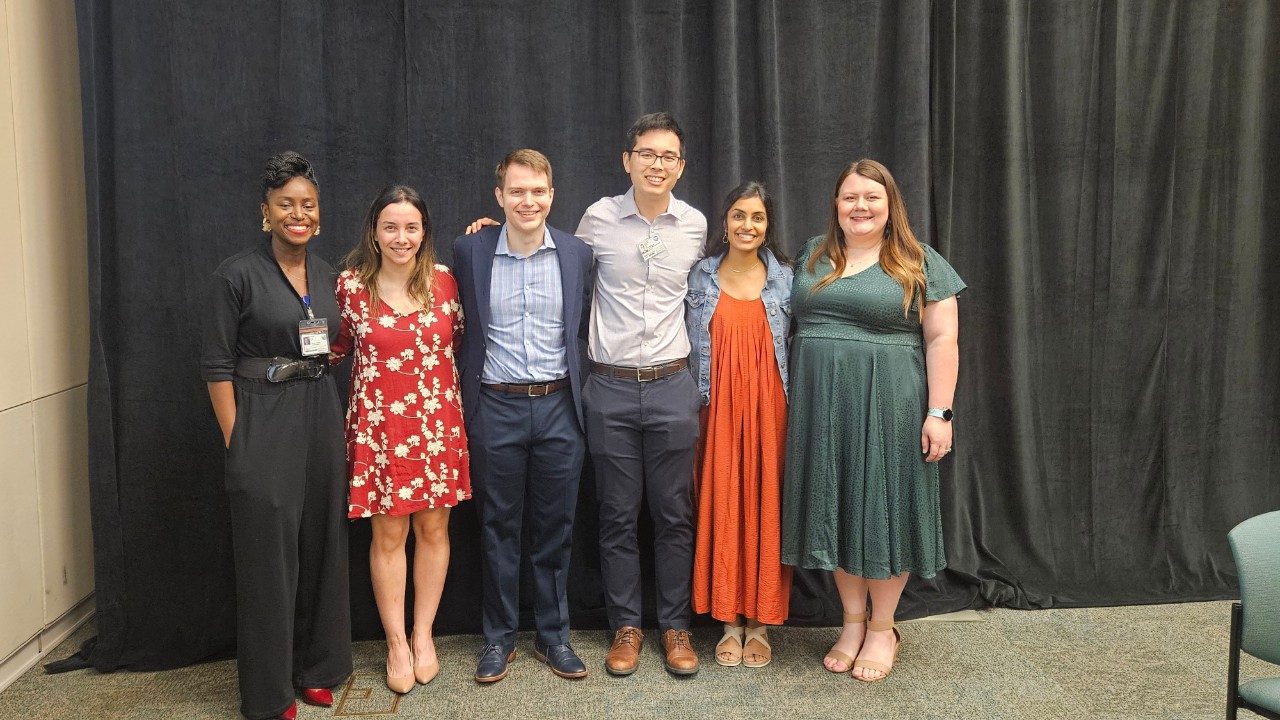 Group photo of residents at graduation dinner