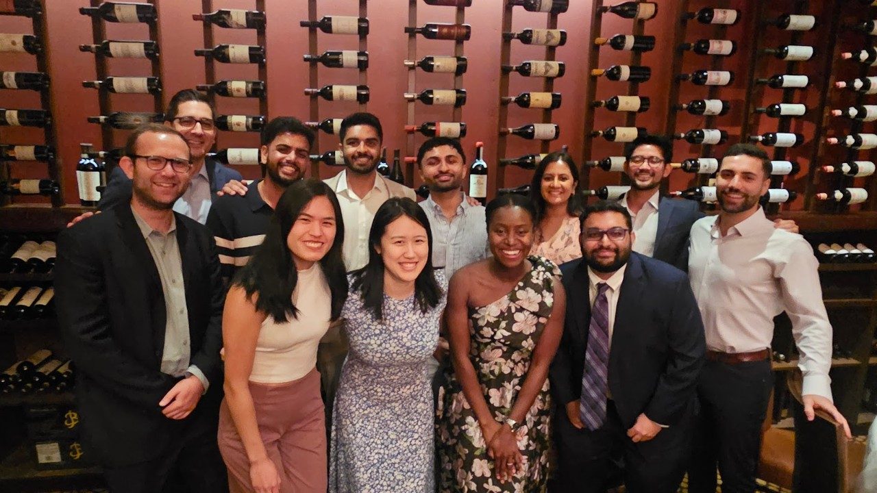 Group photo of residents at graduation dinner