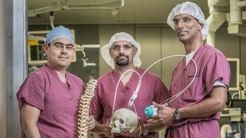 MD Anderson Neurosurgeons Cludio Tatsui, M.D., Ganesh Rao, M.D. and Sujit Prabhu, M.D., are pioneers in the field of laser interstitial thermal therapy.