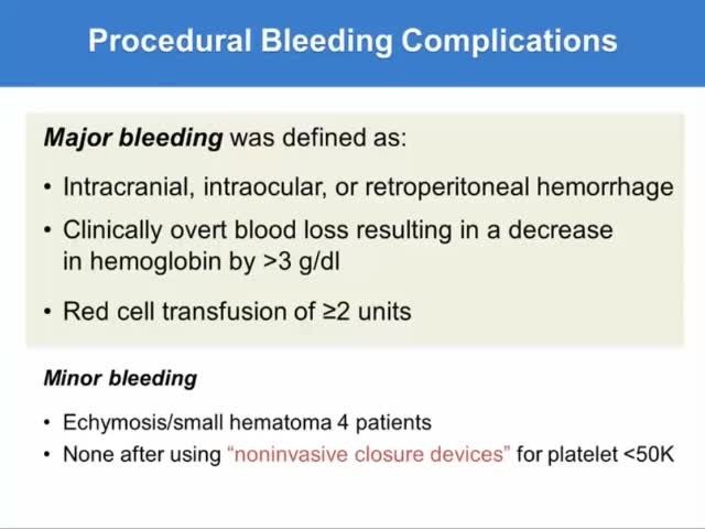 Slide showing bleeding complications
