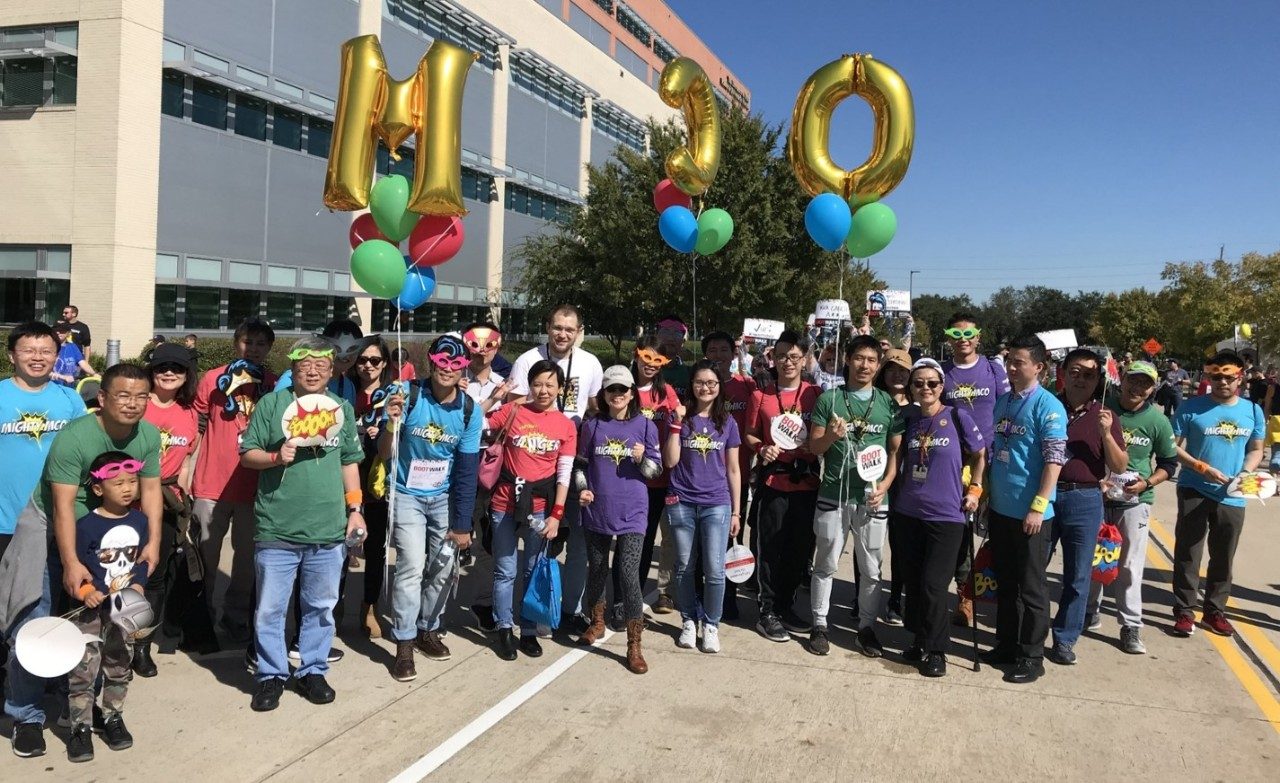Large group of people with balloons