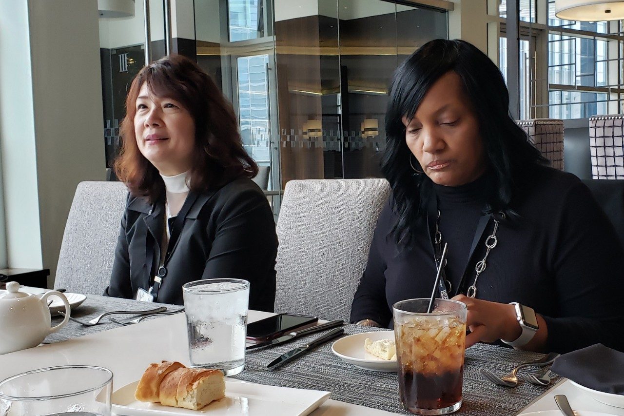 Two people at a table