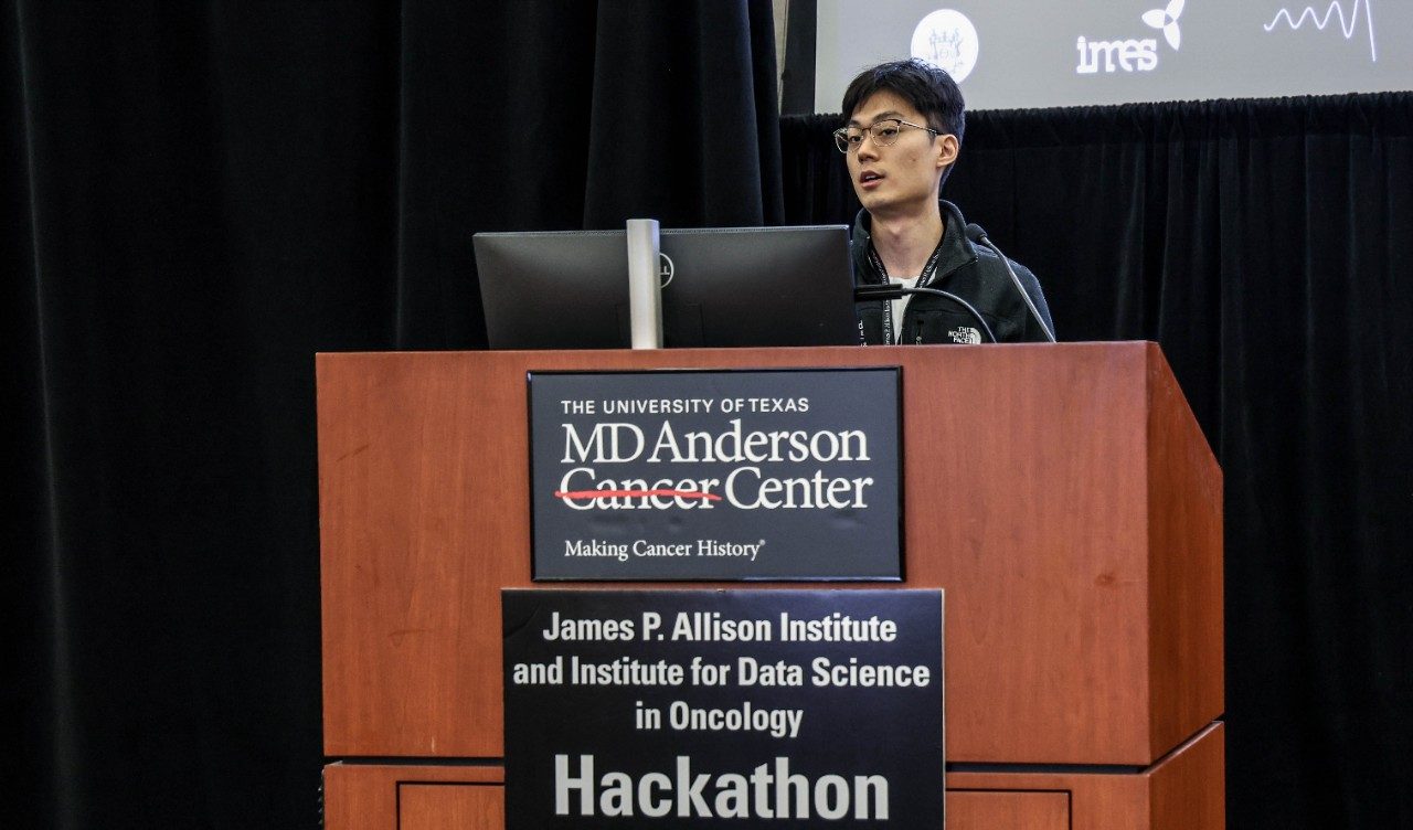 Someone speaking at a podium