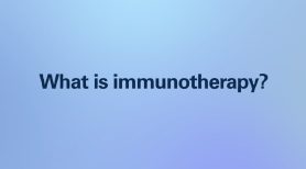 'What is immunotherapy?' text on blue background