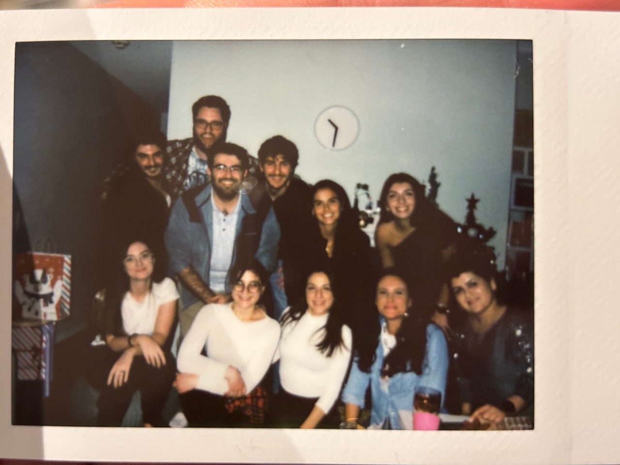 Polaroid group picture of lab members