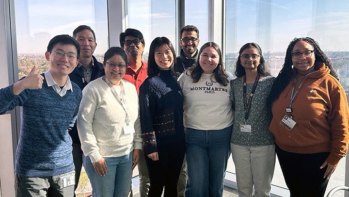 Photo of Pan Lab members at a goodbye gathering for Alexia Torres Mendoza. 