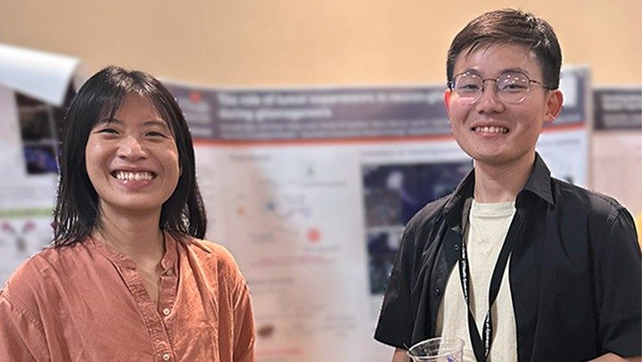 Photo of Yuan Pan and Allen Shan at the Graduate School Cancer Biology Retreat