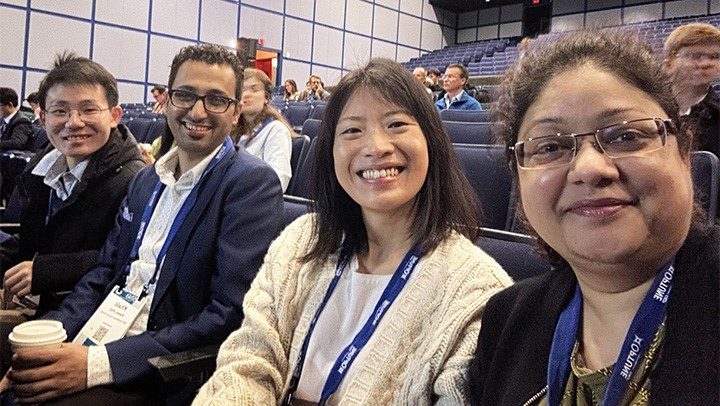Nov 2024: Pan Lab members (Allen Shen, Khalil Kasm, Yuan Pan, Khushboo Irshad)at the 2024 Society for Neuro-Oncology Annual Meeting in Houston