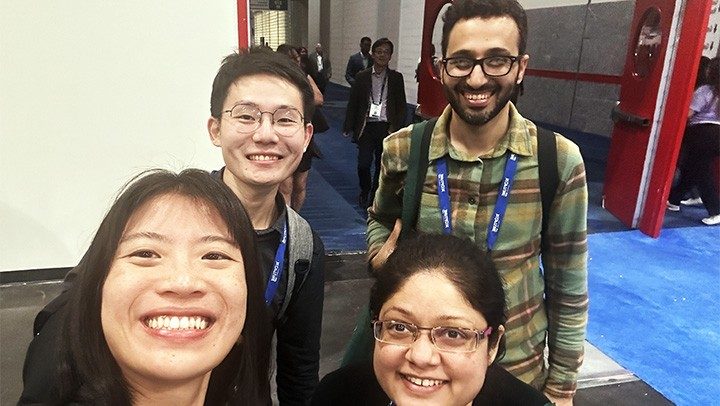 Nov 2024: Pan Lab members (Allen Shen, Khalil Kasm, Yuan Pan, Khushboo Irshad) at the 2024 Society for Neuro-Oncology Annual Meeting in Houston