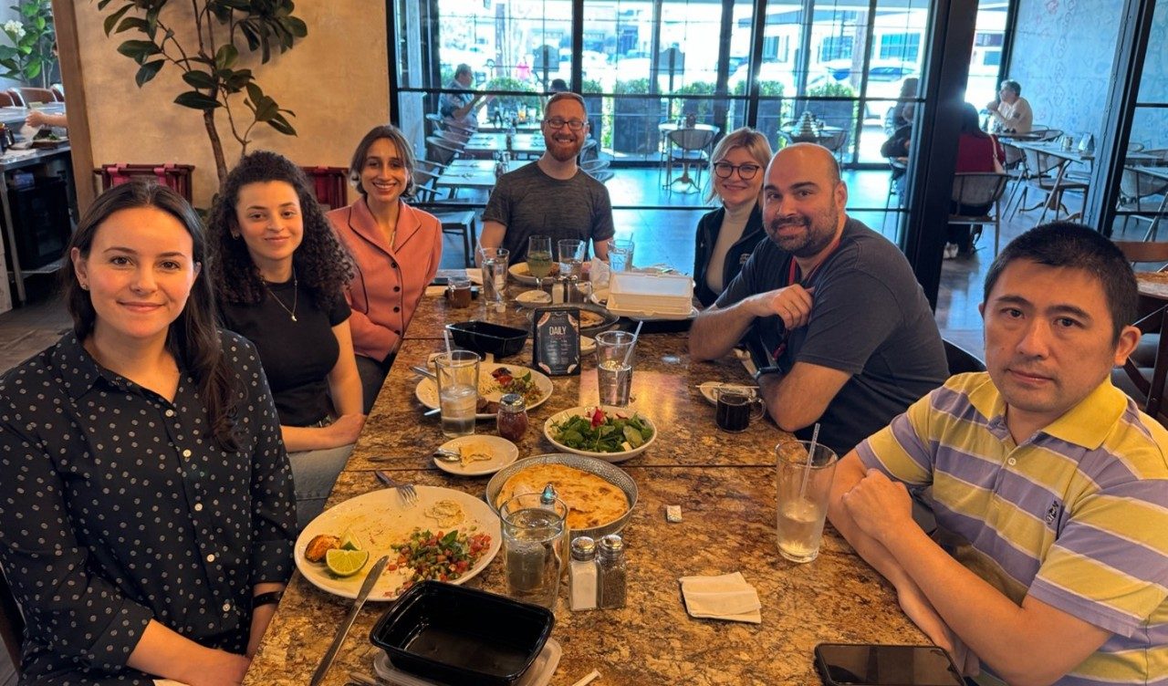 Left to right: Barbara Nassif, Nourhan Ahmed, Amanda Montoya, Jared Slone, Emily Bontekoe, Alexandre Reuben, Peixin Jiang