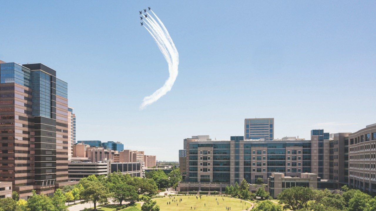 Blue Angel flyover of the Texas Medical Center