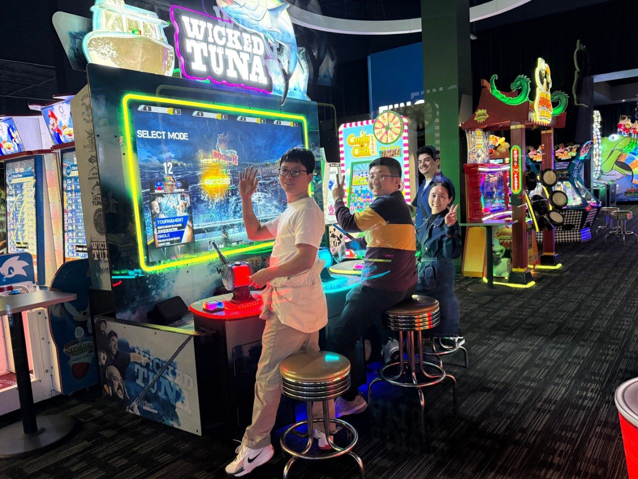 Members of the Zhao Lab playing a game called Wicked Tuna