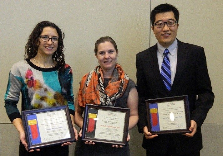 2017 OTLMA Awardees: Maggie Raber, Dr. Michelle Hildebrandt, and Dr. Jinhai 'Stephen' Huo