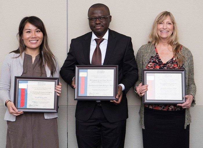 Awardees (left to right): Carol Wang, Dr. Joel Fokom Domgue and Dr. Janice Blalock