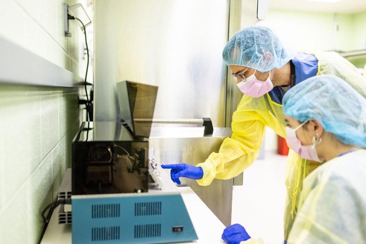Two people working in a lab