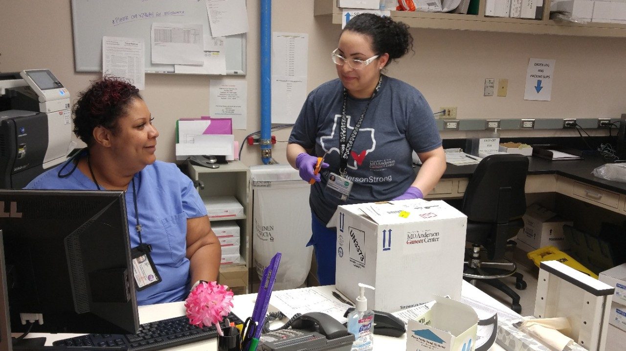 MD Anderson's institutional tissue bank team at work in the lab