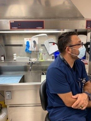 ITB member sitting in the lab