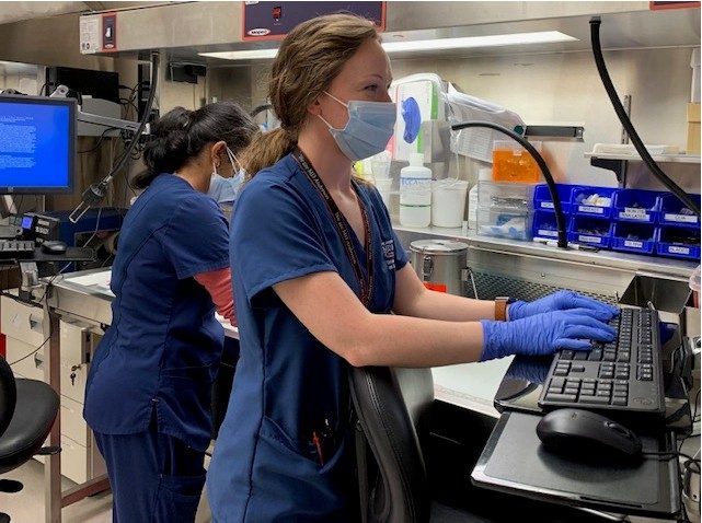ITB member typing in the lab